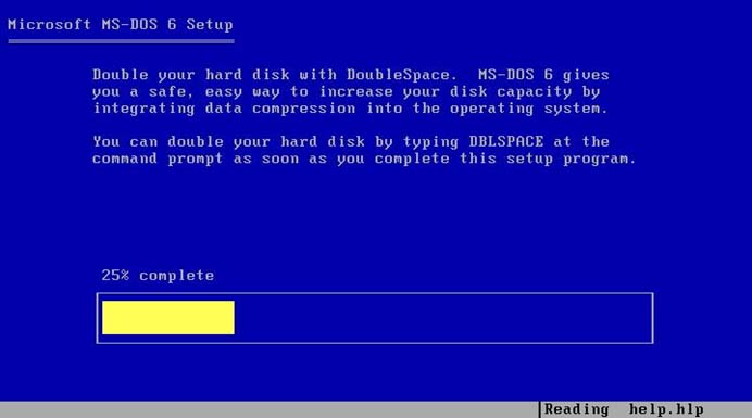 ms dos double space