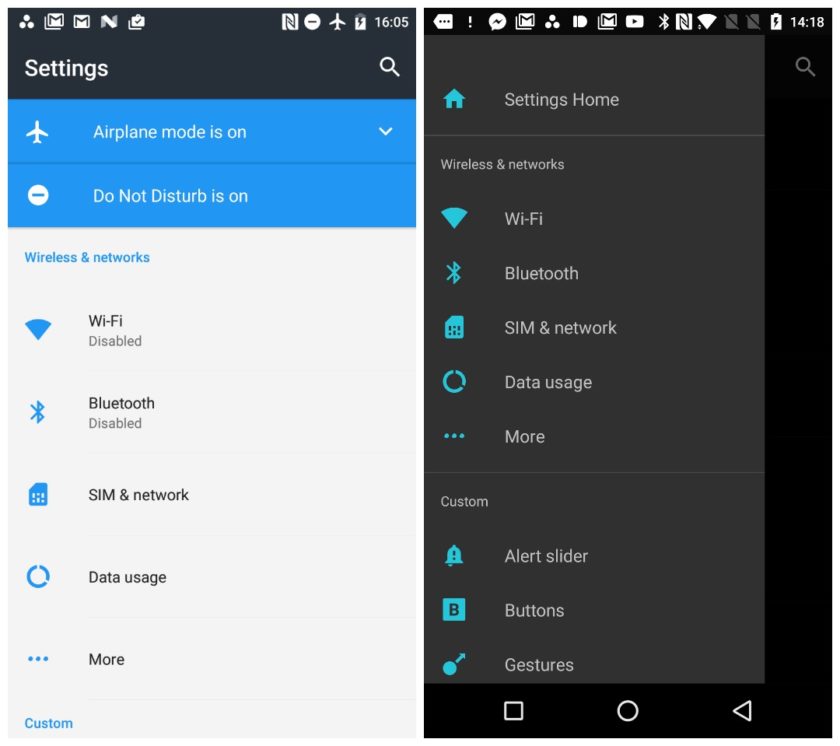 android n settings menu