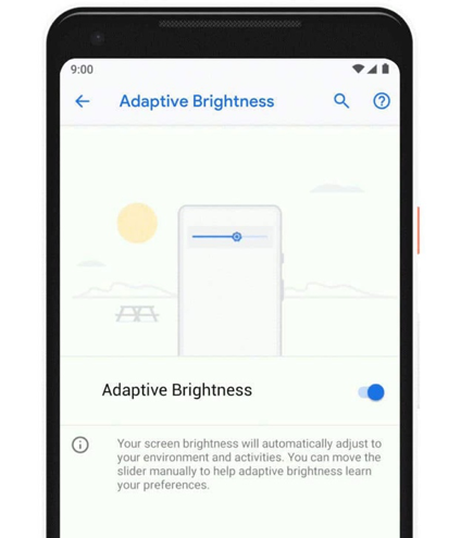 android9 luminosita adattativa