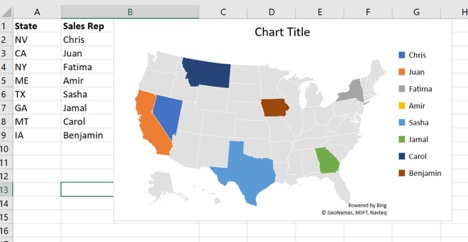 excel2019 map chart