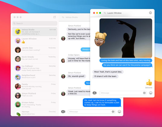 macos bigsur messages