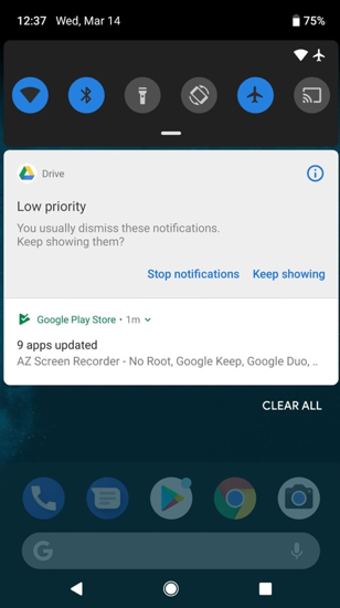 android9 gestione notifiche