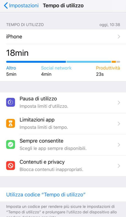 ios12 tempo utilizzo