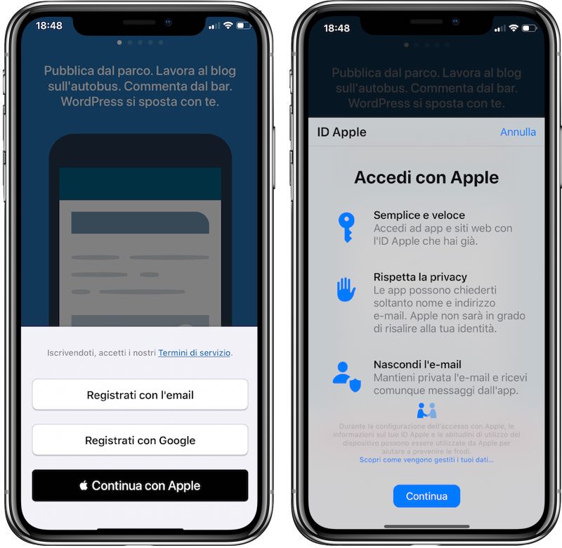 ios13 accedi con