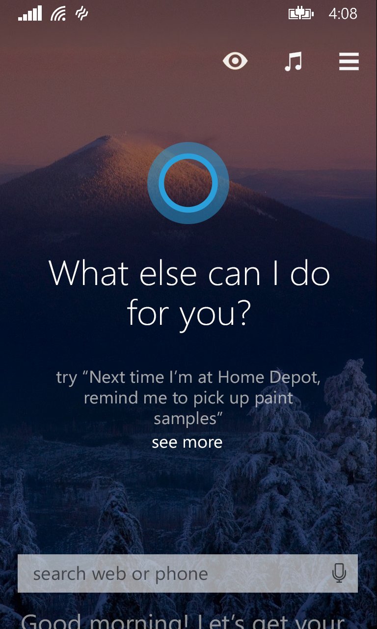 windows 10 mobile cortana