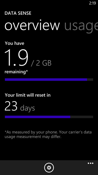 wp8 datasense settings