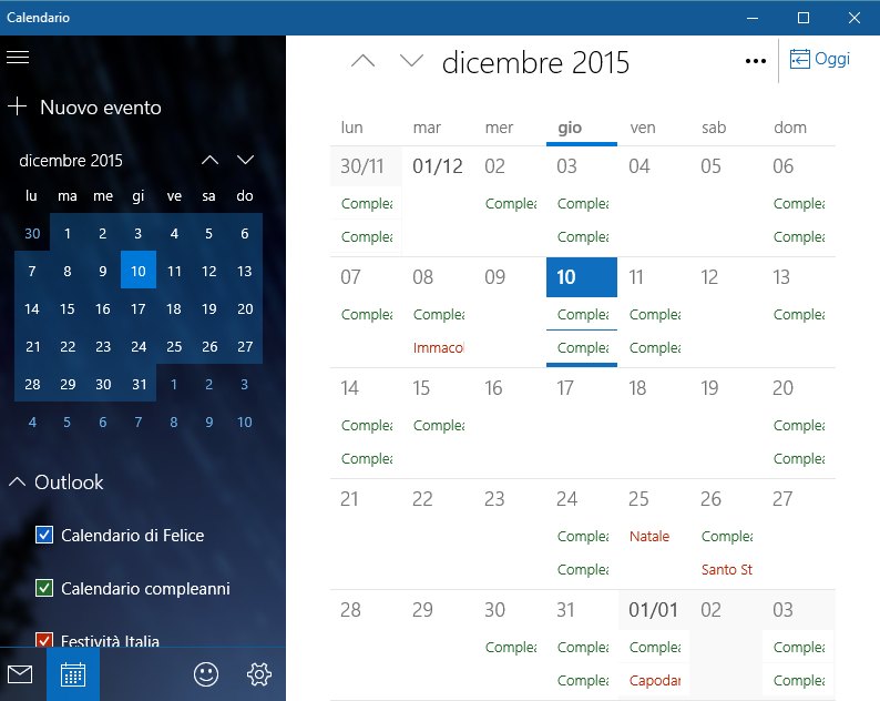 windows10 calendario