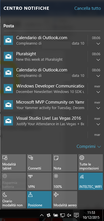 windows10 centro notifiche