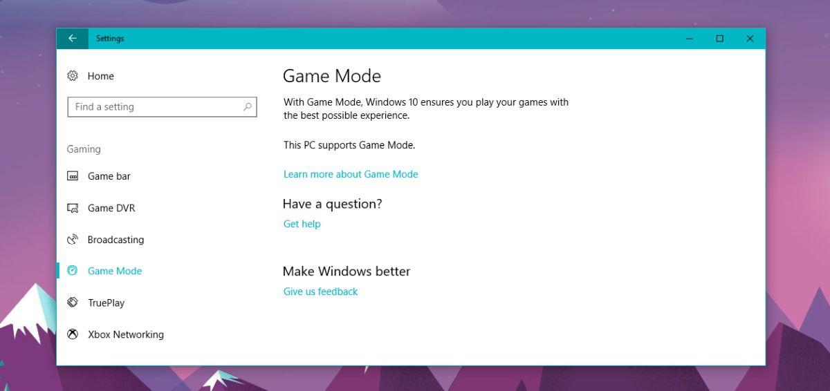 win10 fcu game mode